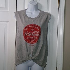 Coca Cola Recycling Team  Muscle shirt with tie front Sz L NWOT